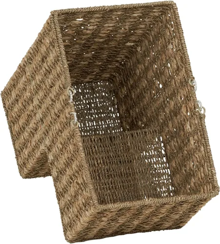 Vista 6 de Household Essentials - Cesta de mimbre para escalera, organizador de escalón de mimbre con asas, para recoger y transportar artículos de piso a piso