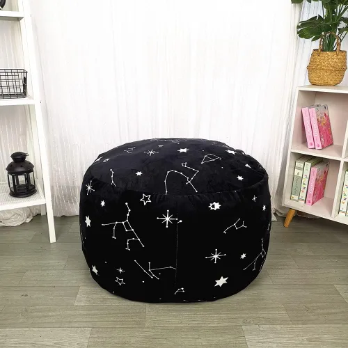Vista 2 de DODO NICI Funda para silla puff (sin frijoles) para niños y adolescentes, apertura de cremallera, terciopelo suave, XL (34 pulgadas, negro)