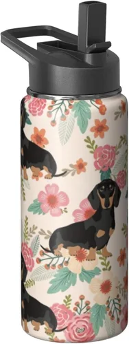 Vista 44 de Dachshund - Vaso de viaje aislado de acero inoxidable de 20 onzas con asa y pajilla, regalo para mujer, para el Día de la Madre, a prueba de fugas