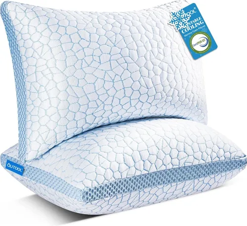 Vista 12 de QUTOOL CertiPUR-US - Juego de 1 almohadas refrescantes mejoradas para dormir, de espuma viscoelástica triturada, tamaño estándar, para personas que