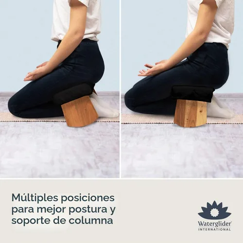 Vista 5 de Banco de meditación- madera de acacia, Rojo Borgoña