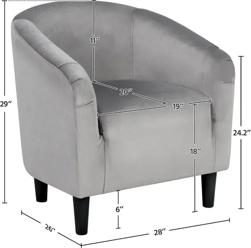 Vista 3 de Yaheetech Sillas de sala de estar, juego de 2 sillas decorativas de terciopelo, acogedoras sillas de barril con acolchado suave para sala de estar