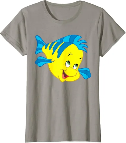 Vista 54 de Disney Camiseta de disfraz de cara grande de la Sirenita Flounder Sidekick