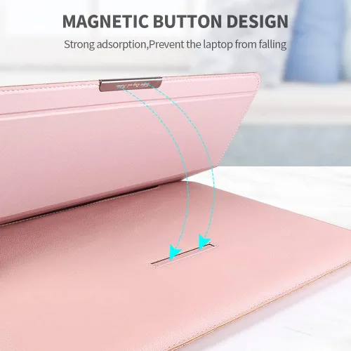 Vista 5 de 13 14 Inch Laptop Sleeve Case Waterproof Leather Case with Adjustable Stand Compatible with MacBook Air/Pro 13-13.3 inch / 2021 Mac MacBook 14inch