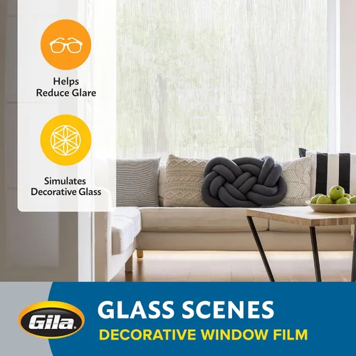 Vista 5 de Gila® Lámina de cristal para decoración de privacidad en cascada, adherencia estática, sin pegamento, sin adhesivo, 3 pies x 6.5 pies