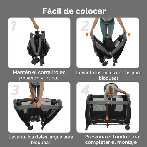 Vista 8 de Corral de juegos para bebé Pamo Babe con dosel, cuna portátil con cambiador