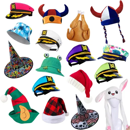 Vista 7 de 12 sombreros divertidos surtidos para fiesta loca para adultos y adolescentes, accesorios de cabina de fotos, accesorios de disfraces