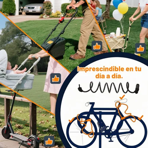Vista 5 de SEPOX® Paquete de 2 piezas de 1.83 m de cable extra largo con combinación para bicicleta, cerradura de seguridad retráctil de 4 dígitos, cable de 12