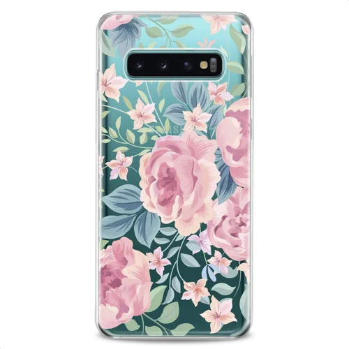 Vista 5 de Funda compatible con Samsung A91 A54 A52 A51 A50 A20 A11 A12 A13 A14 A03s A02s Floral Green Roses Vintage Slim Fit Flowers Cute Blue Print Pink