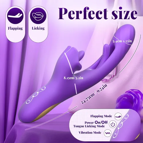 Vista 5 de Luzine Vibradores Juguetes Sexuales para Mujeres, Juguetes para Adultos Vibrador Dildo de Lengua con 7 Modos de Lamer y Aletear, Vibrador de Empuje