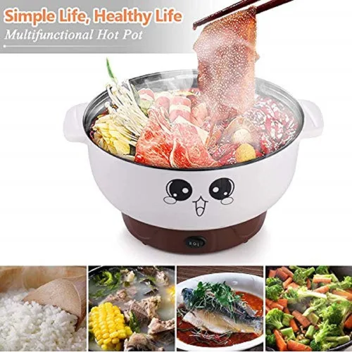 Vista 6 de Olla caliente eléctrica multifuncional de 4 en 1 para saltear, parrilla, wok, olla caliente eléctrica para fideos, cocinar arroz, guiso, sopa