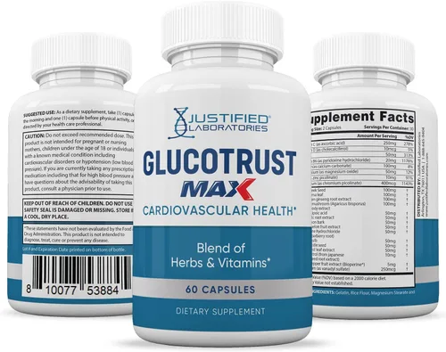 Vista 6 de Justified Laboratories Glucotrust Max 1295MG Formula Suplemento Píldoras 120 Cápsulas (paquete de 2)