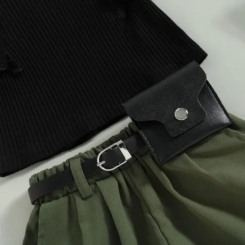 Vista 172 de TheFound Trajes de verano para niñas pequeñas, sin mangas, de punto acanalado, halter, pantalones cortos, ropa para recién nacidos, conjunto de 3