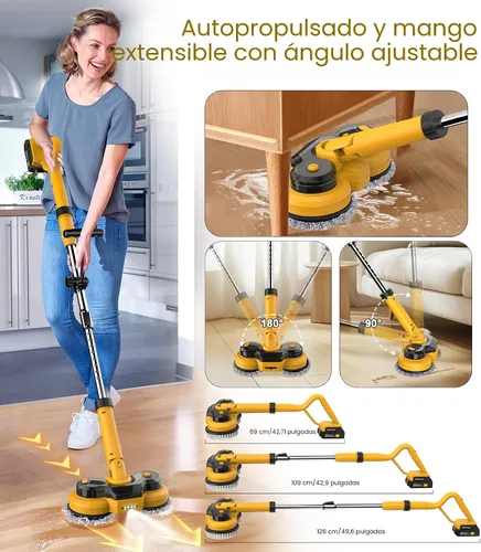Vista 6 de qimedo Trapeador Eléctrico M1 con Batería de 6000mAh, Fregadora Eléctrica Inalámbrica de 800RPM y Trapeadores para Limpieza de Pisos, Los Mejores
