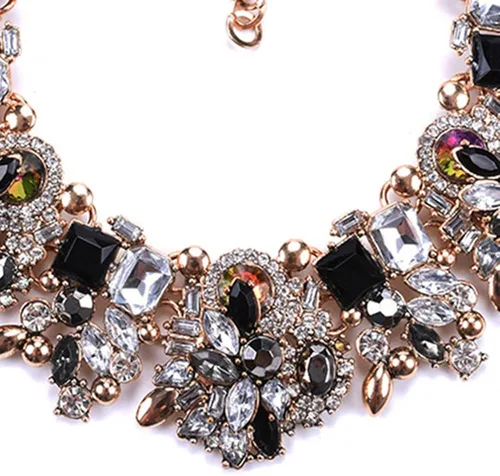 Vista 3 de Collar llamativo de cristal colorido para mujer, gargantilla, accesorios de moda