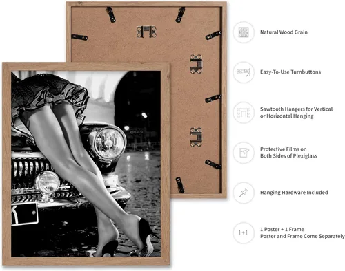 Vista 2 de Poster Master Póster de piernas sexys en coche clásico, impresión de mujer con tacones altos, arte femenino, ilustración en blanco y negro