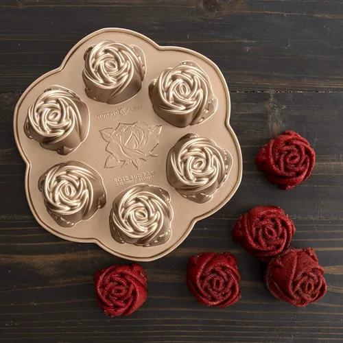 Vista 9 de Nordic Ware molde para pastel con forma de rosebud, capacidad de 2.25 tazas, color tofe