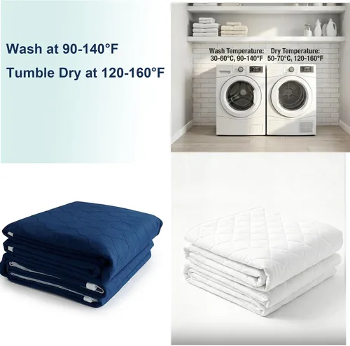Vista 6 de Paquete de 2 almohadillas de algodón reutilizables de capa superior de algodón de 34 x 36 pulgadas, almohadillas para cama de incontinencia