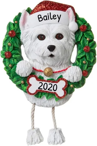 Vista 17 de Adornos de Navidad personalizados para perros 2024 – Corona de perro Beagle Adornos de Navidad para amantes de los perros, adorno de primera Navidad