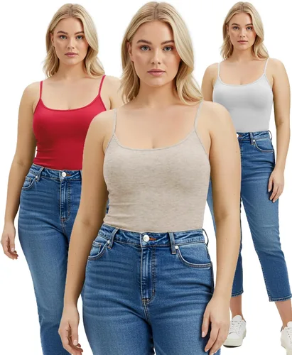 Vista 283 de Emmalise Camisola larga casual básica para mujer, con tirantes ajustables, top en capas