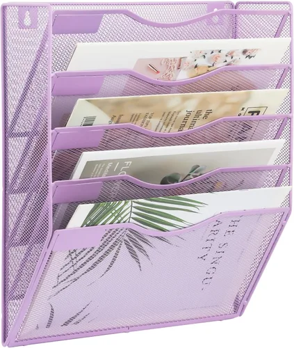Vista 19 de EASEPRES Organizador de archivos de malla de 3 bolsillos para colgar en la pared, carpeta de papel para correo montada en la pared, organizador