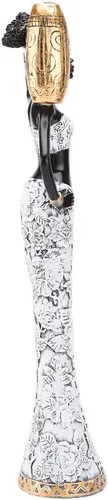 Vista 4 de BRASSTAR Escultura tribal africana dama de resina 15.1 ''(H) Mujer blanca y negra con tarro sala de estar dormitorio estudio tienda decorativa