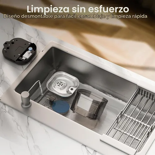 Vista 5 de Accokids Fuente de Agua Inalámbrica sin Cable para Gatos con Bomba Externa, Funciona con Batería de 5000mAh, Fuentes Automáticas Recargables de 68oz