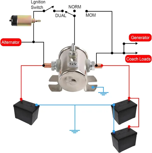 Vista 6 de Máx. 200A 12 voltios 3 terminales Relé solenoide de servicio continuo para carritos de golf, cabrestante resistente marino en Rush 24106 SPST 12VDC
