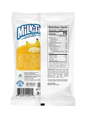 Vista 8 de Milkita Caramelo cremoso de leche de plátano – Dulces saludables bajos en azúcar con leche real para niños y adultos – Caramelos sin grasa y sin