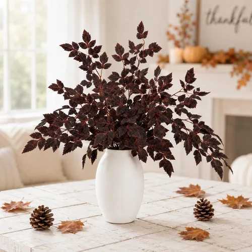 Vista 5 de 6 piezas de 20 pulgadas de ciruela artificial Cimicifuga Leaf Sprays, decoración de imitación de Cimicifuga