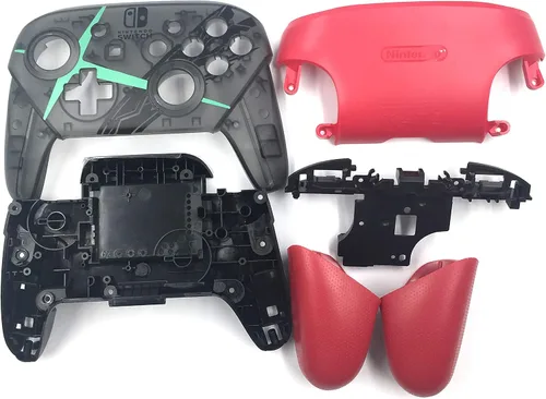 Vista 2 de Reemplazo de carcasa completa Shell Funda protectora Funda dura Mango de piel dura Kits de agarre de mano para Switch Pro NS Pro Controller (rojo)
