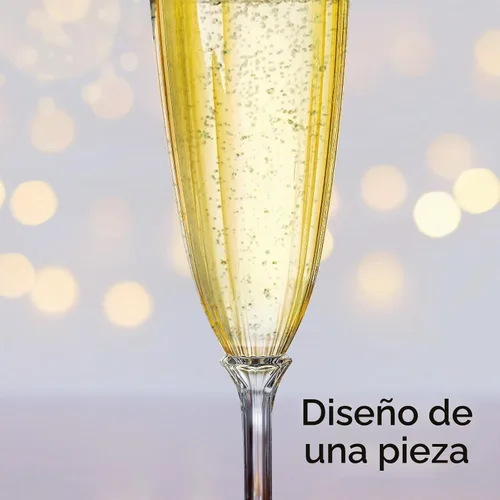 Vista 4 de Tosnail Paquete de 18 copas de champán de plástico de 6 onzas, diseño de una pieza, copas de vino de plástico desechables transparentes