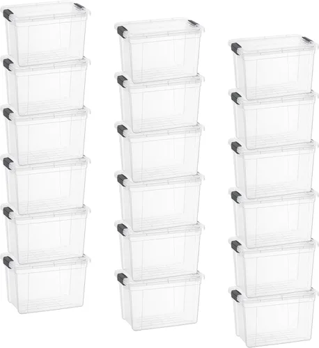 Vista 22 de Superio Caja de almacenamiento transparente con tapa, contenedores de plástico de 2.3 cuartos para organizar, cajas apilables, sin BPA, no tóxico