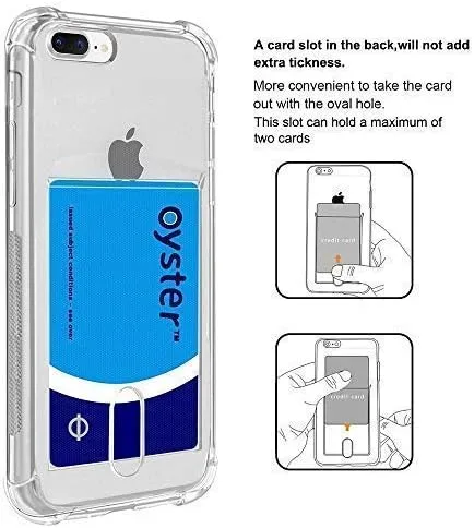Vista 2 de Funda transparente con tarjetero [ajuste delgado] [compatible con cargador inalámbrico] Funda protectora de TPU suave que absorbe los golpes