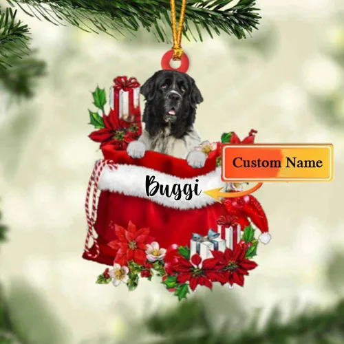 Vista 9 de Perro Akita Inu personalizado en bolsa de regalo, adorno de Navidad, nombre personalizado, regalo para amantes de los perros, familia, Navidad