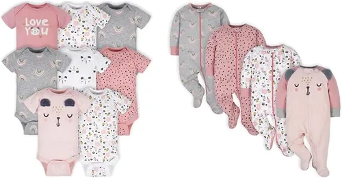 Vista 14 de Gerber Paquete de 8 mamelucos de manga corta y paquete de 4 ropa Sleep 'N Play Animales (Animals)