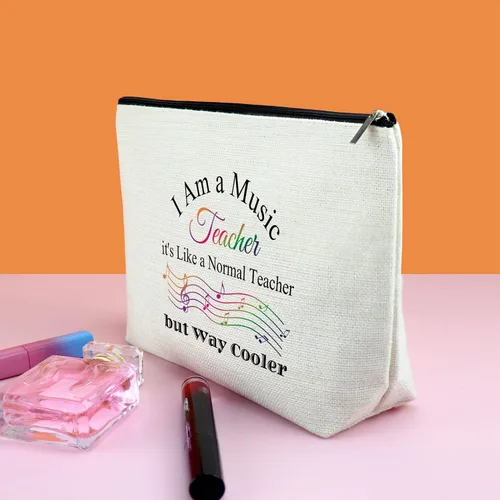 Vista 3 de Regalo para profesores de música para amantes de la música, bolsa de maquillaje, guitarra, regalos para profesores, regalos de San Valentín