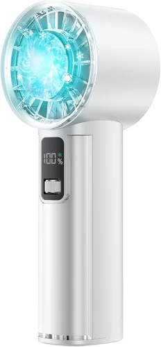 Vista 11 de PANERGY Ventilador de mano con enfriador de hielo, mini ventilador portátil recargable, refrigeración de 18 horas, velocidad ajustable de 0 a 100