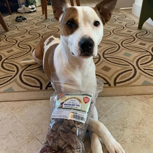 Vista 8 de Golosinas de carne de res para perros, fabricadas solo en Estados Unidos, puntas de carne de res carnosa y naturales, carne de res americana asada