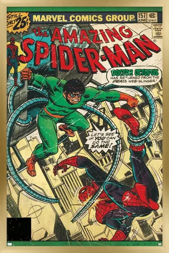 Vista 13 de Marvel Comics Spider-Man - Póster de pared Amazing Spider-Man #157, 22.4 pulgadas de largo x 14.7 pulgadas de ancho, versión enmarcada de madera