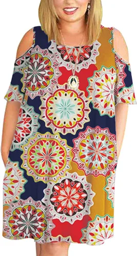 Vista 24 de Kancystore Vestido casual de verano para mujer, talla grande, con bolsillos Albaricoque