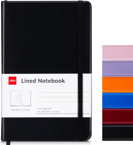 Vista 14 de deli Paquete de 6 cuadernos Moleskine con rayas azules para el trabajo, cuadernos A5 (5.5 x 8.3 pulgadas), 160 páginas de tapa dura, cuadernos