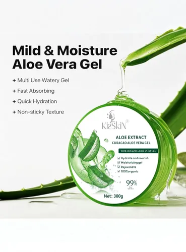 Vista 3 de Gel orgánico de aloe vera, hidratante calmante 100% puro y gel hidratante, absorción rápida, sin perfume, para cara, cuerpo, cabello y piel, sin
