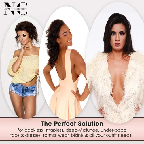 Vista 4 de Noémie - Sujetador invisible adhesivo adhesivo grande Pasties pezones Cubre la cinta de tetas Cinta de elevación de pecho de silicona Stick