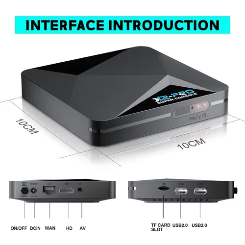 Vista 6 de Kinhank Super Console X2 Pro Retro Gaming Console Pre-installed 37000+ Classic Games,Compatible with 50+ emulators,Android TV 9.0&Emuelec 4.6 Game