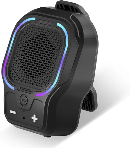 Vista 9 de Altavoz Bluetooth portátil, altavoz inalámbrico portátil con clip magnético, mini altavoz de sonido de alta fidelidad con 3 modos de luz, micrófono