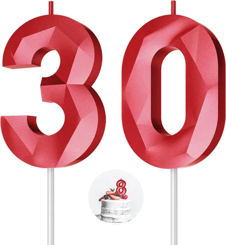 Vista 174 de Velas de cumpleaños con números (0 velas negras), forma de diamante 3D, decoración de pastel de feliz cumpleaños para niños y hombres, cumpleaños