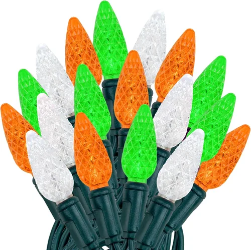 Vista 24 de Novelty Lights - Mini juego de 70 luces C6 LED de Navidad, serie de luces de grado comercial para exteriores, cable verde, 24 pies