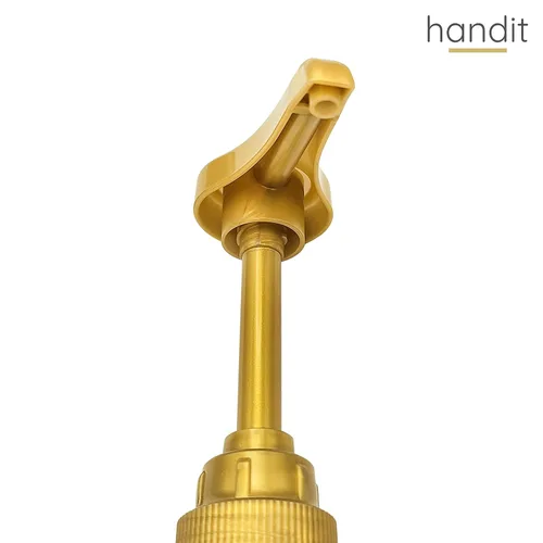Vista 4 de HANDIT - Bombas dosimadoras de oro para jarabe de café Se adapta a botellas de plástico de 750ml/25.4oz Torani, Skinny, Davinci y Monin de 33.8oz