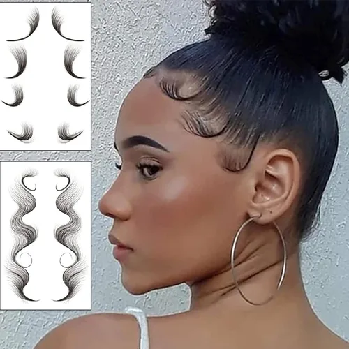 Vista 6 de Pegatinas temporales para tatuajes de pelo de bebé, 10 hojas, impermeables, fáciles de usar